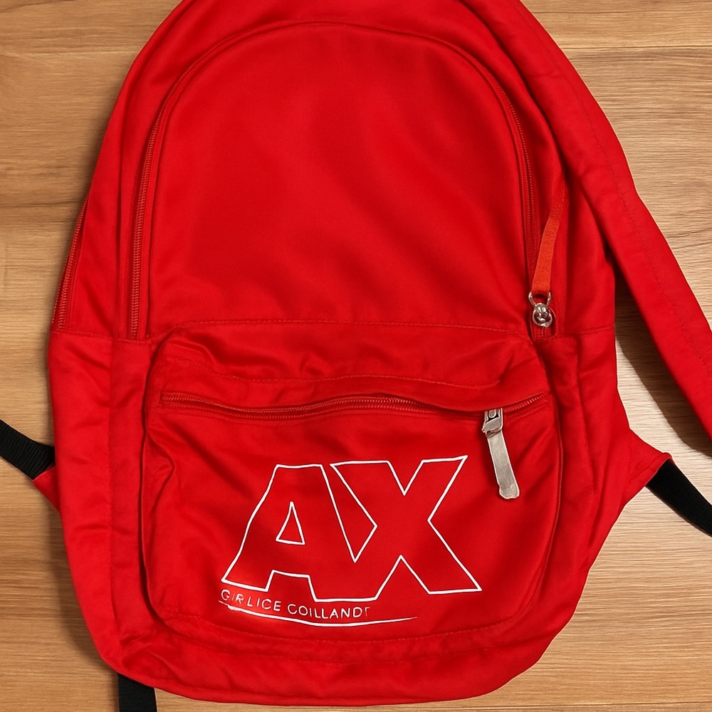 Armani Exchange Red Logo Nylon Backpack